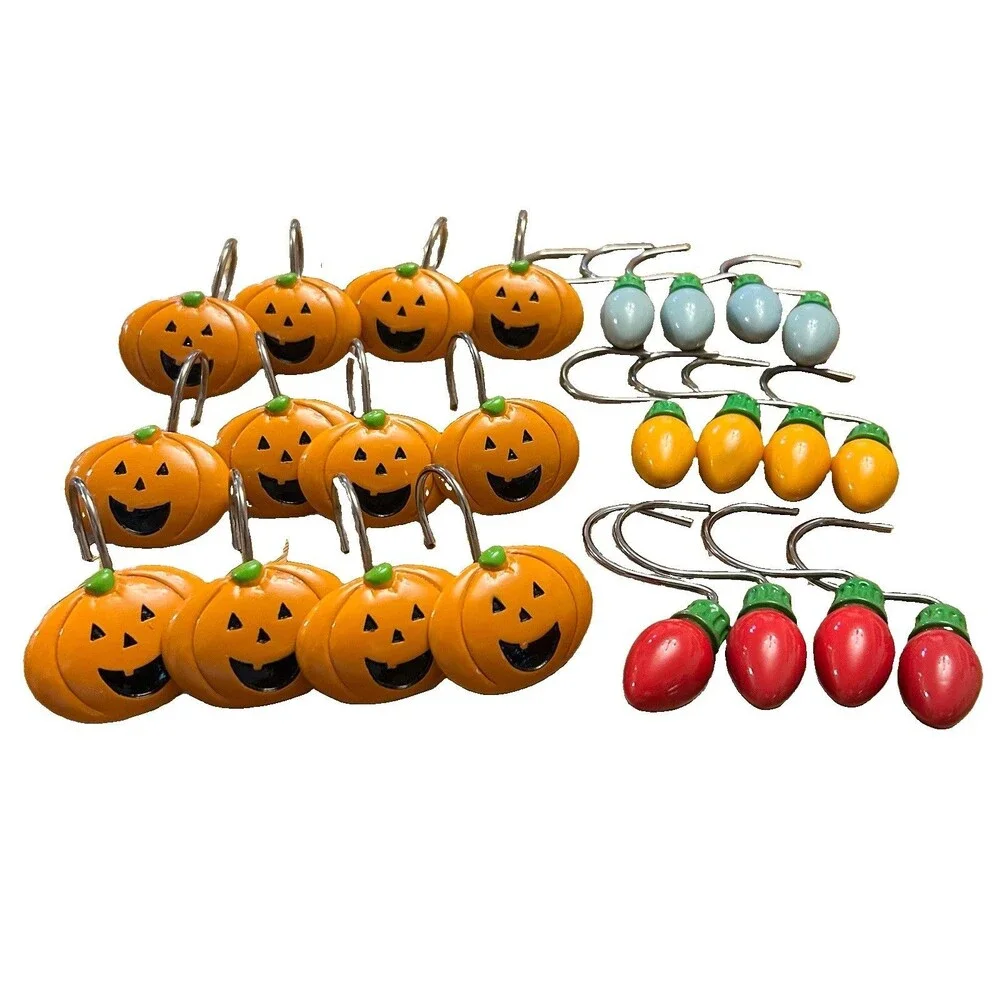 Halloween and Christmas Shower Curtain Hooks Decorative Shower Rings 12 pcs each